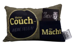 Hergo Geschenk-Kissen Mit Tasche 30x20cm - 1916 Meine Couch, Meine Regeln