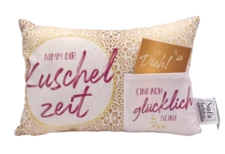 Hergo Geschenk-Kissen Mit Tasche 30x20cm - 1920 Nimm Dir Kuschelzeit