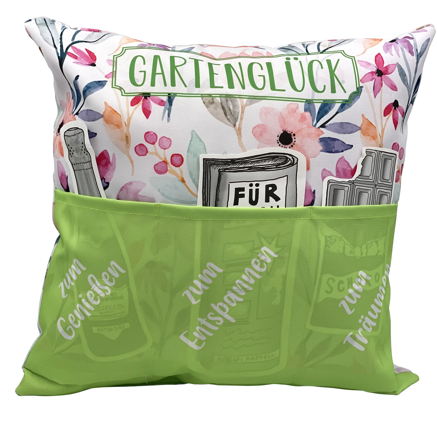 Hergo Sofahelden Outdoor-Kissen Mit Taschen 43x43cm - Gartenglück 8754