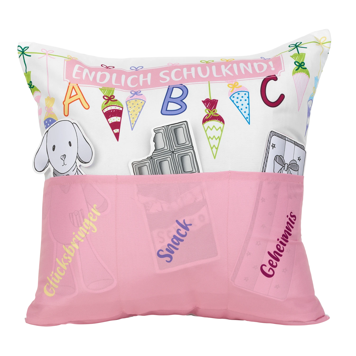 Hergo Sofahelden Kissen Mit Taschen 43x43cm - Schulanfang Mädchen 8771