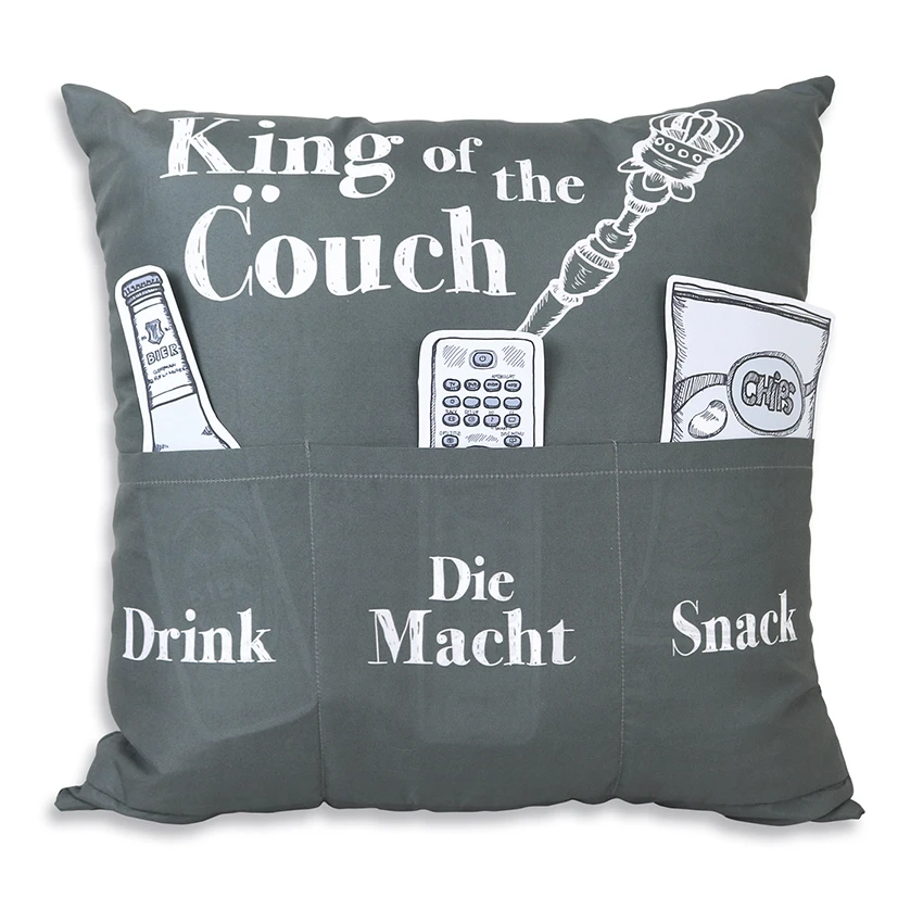 Hergo Sofahelden Kissen Mit Taschen 43x43cm - King Of The Couch 8802