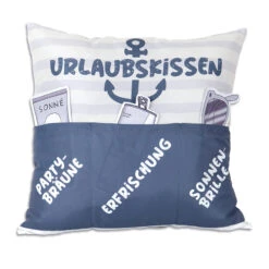 Hergo Sofahelden Kissen Mit Taschen 43x43cm - Urlaubskissen Anker 8808