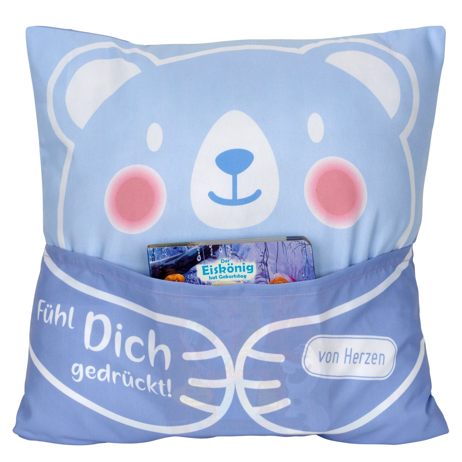 Hergo Sofahelden Kissen Mit Taschen 43x43cm - Kids Umarmung Bär 8956