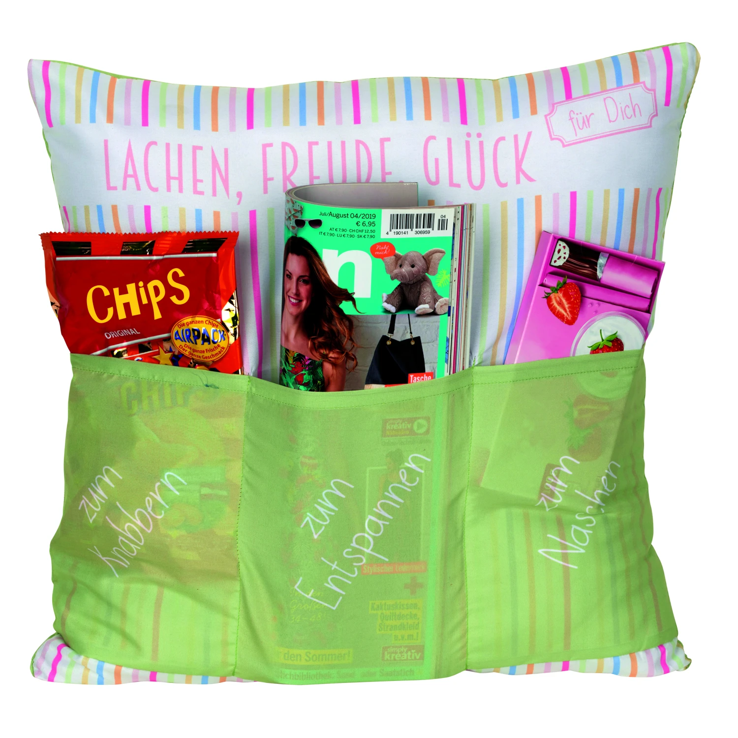 Hergo Sofahelden Kissen Mit Taschen 43x43cm - Lachen-Freude-Glück 8959