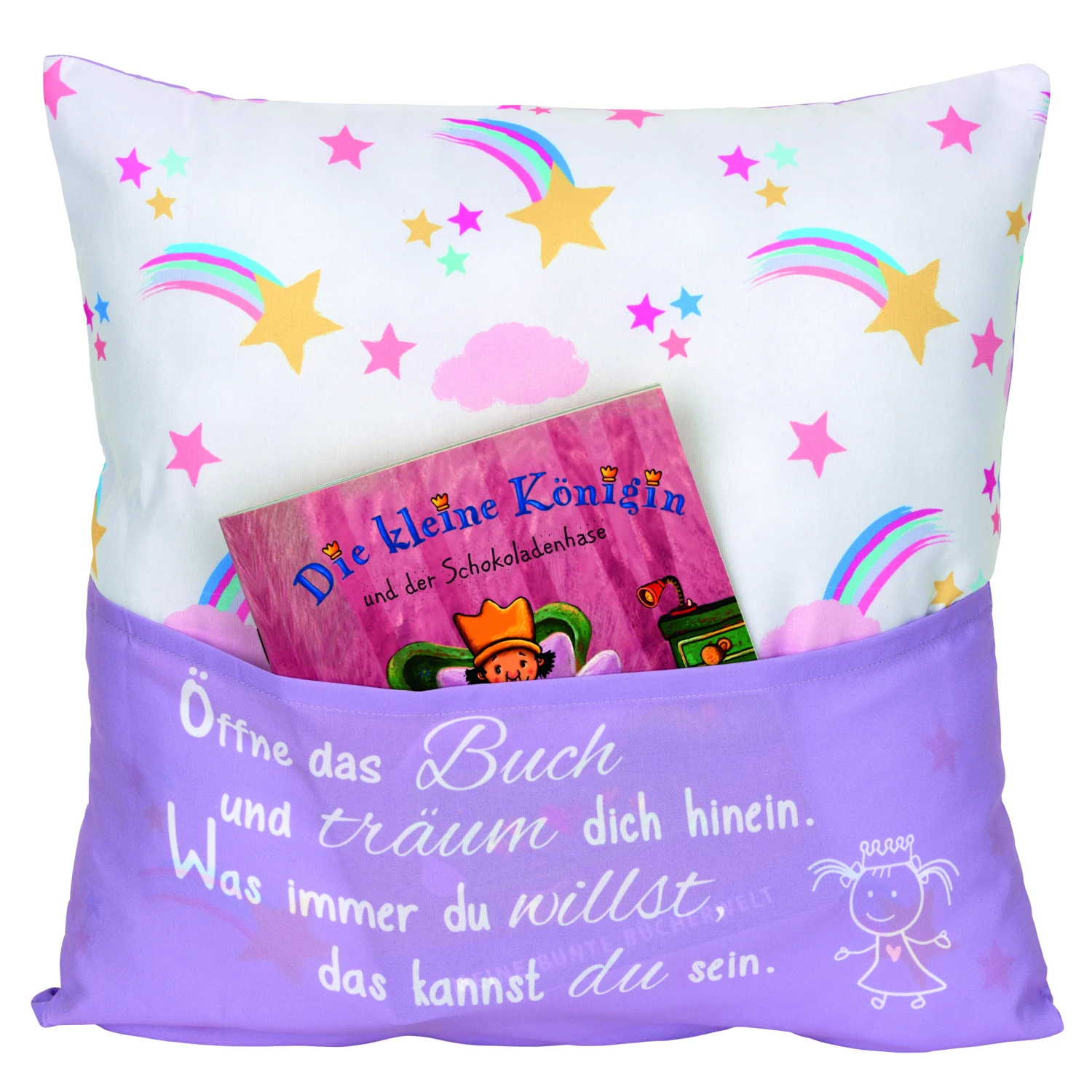 Hergo Sofahelden Kissen Mit Taschen 43x43cm - Lesekissen Kids - Prinzessin 9032