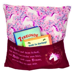 Hergo Sofahelden Kissen Mit Taschen 43x43cm - Lesekissen Kids - Einhorn 9033